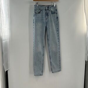 We The Free Free People Pacifica High Rise Straight Leg Jeans Light Wash Blue 24